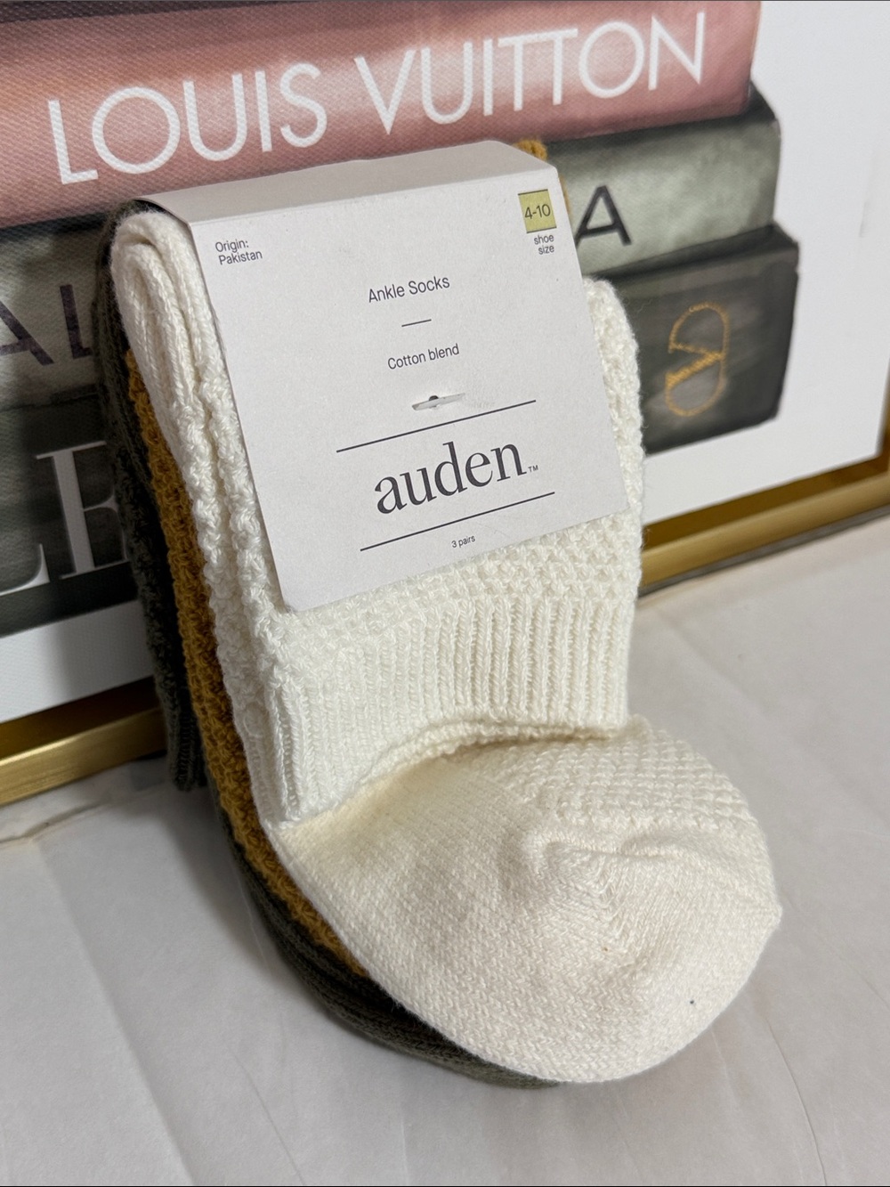 Auden Ankle Socks - Cream, Olive, Tan (3-Pack)